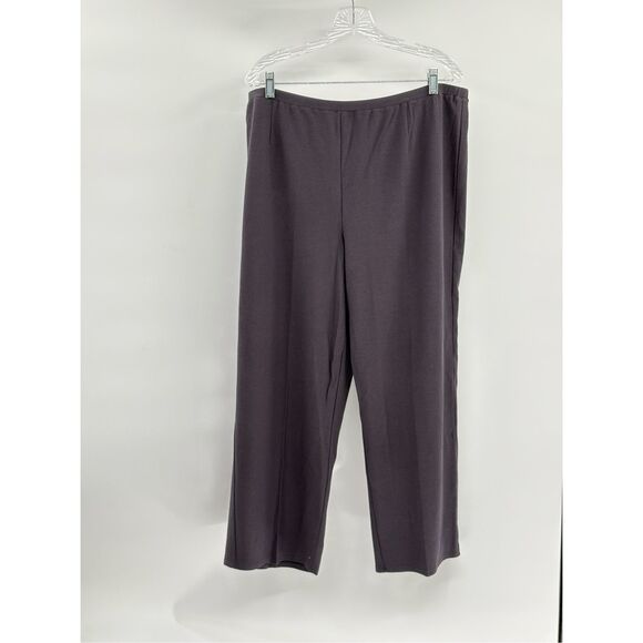 Eileen Fisher Crepe Pants Wide Leg Crop Women Size XXL Gray Stretchy High Rise - Picture 1 of 10
